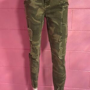 Dance & Marvel Distressed Camo Skinny Jeans